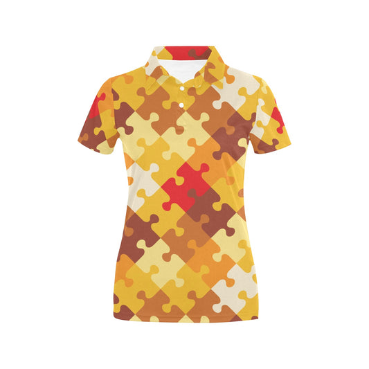 Puzzle Pattern Print Design A01 Women's Polo Shirt