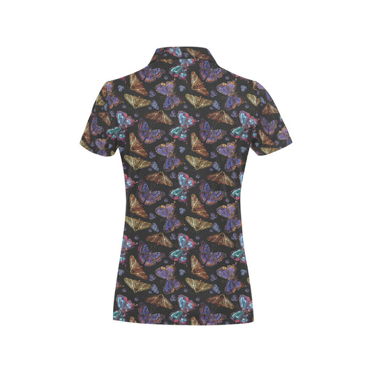 Butterfly Pattern Print Design 013 Women's Polo Shirt