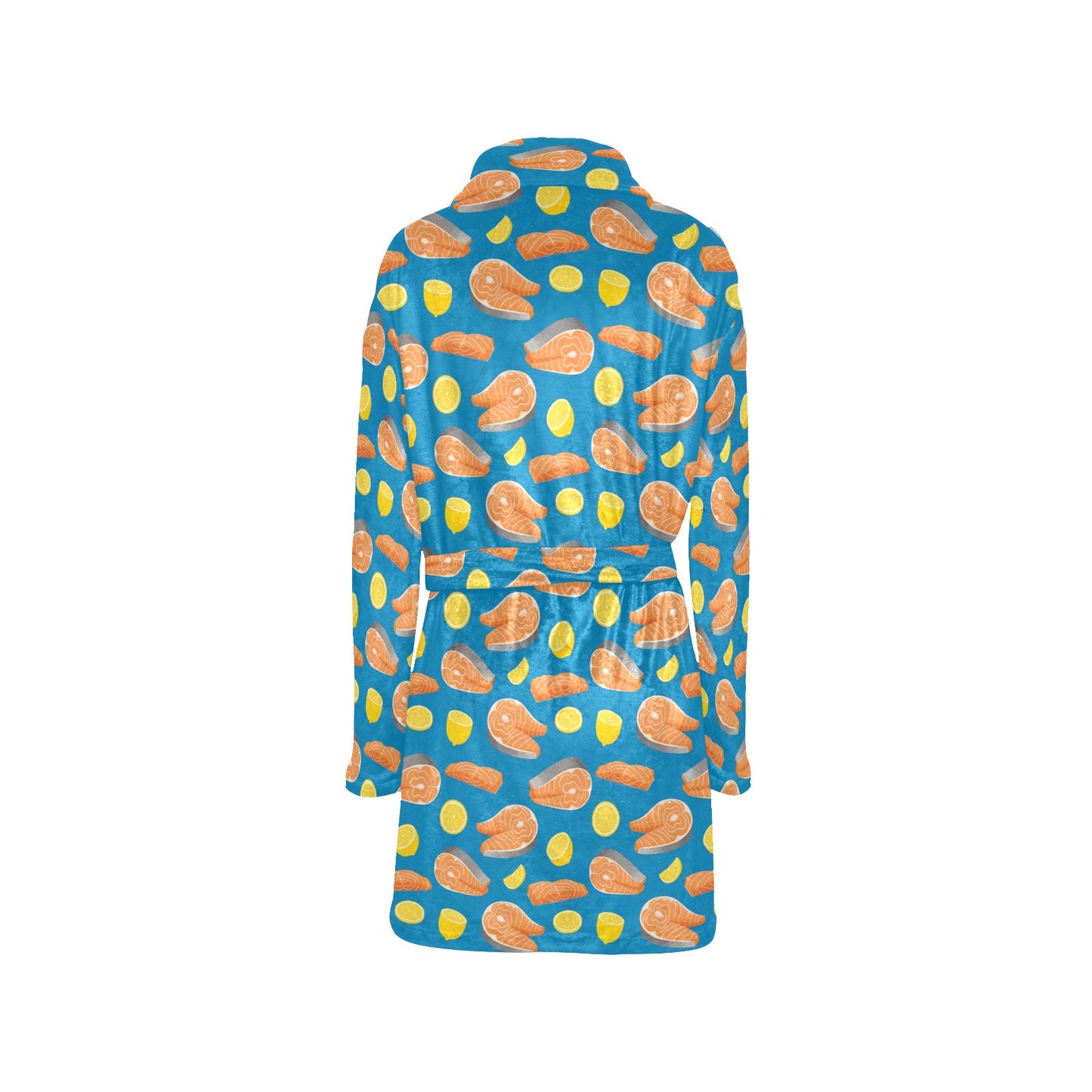 Salmon Steak With Lemon Print Design LKS308 Women's Fleece Robe