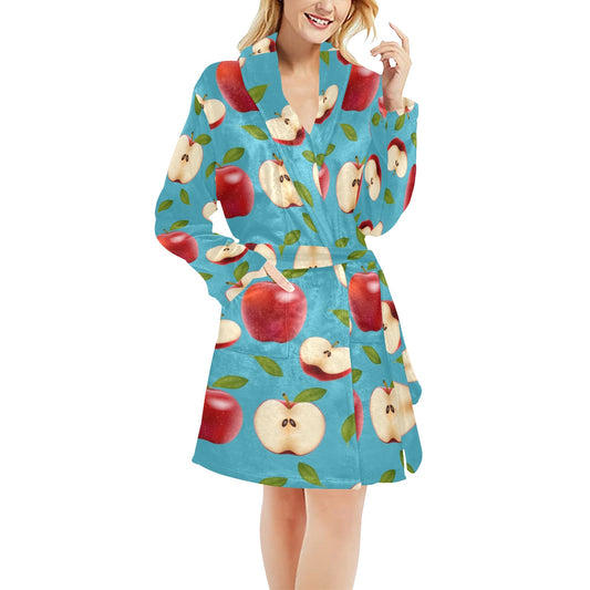 Apple Pattern Print Design AP012 Women's Fleece Robe