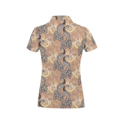 Peacock Pattern Print Design A05 Women's Polo Shirt