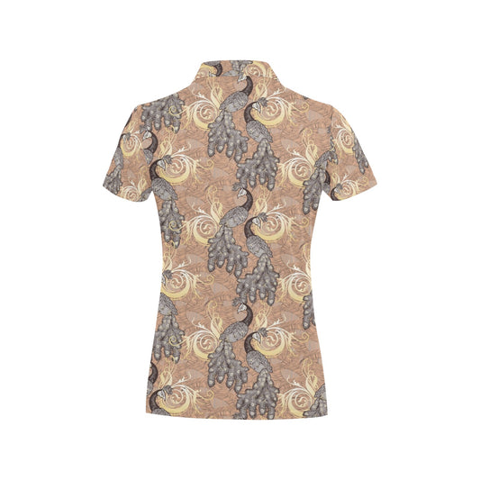 Peacock Pattern Print Design A05 Women's Polo Shirt
