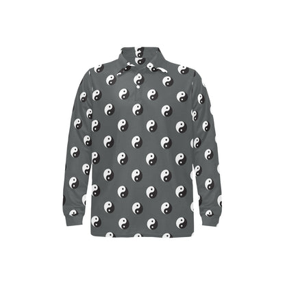Yin Yang Print Design LKS303 Long Sleeve Polo Shirt For Men's