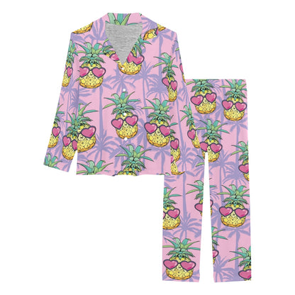 Pineapple Pattern Print Design PP06 Women's Long Pajama Set