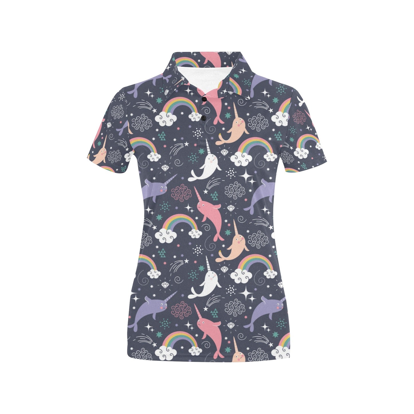 Narwhal Pattern Print Design 01 Women's Polo Shirt