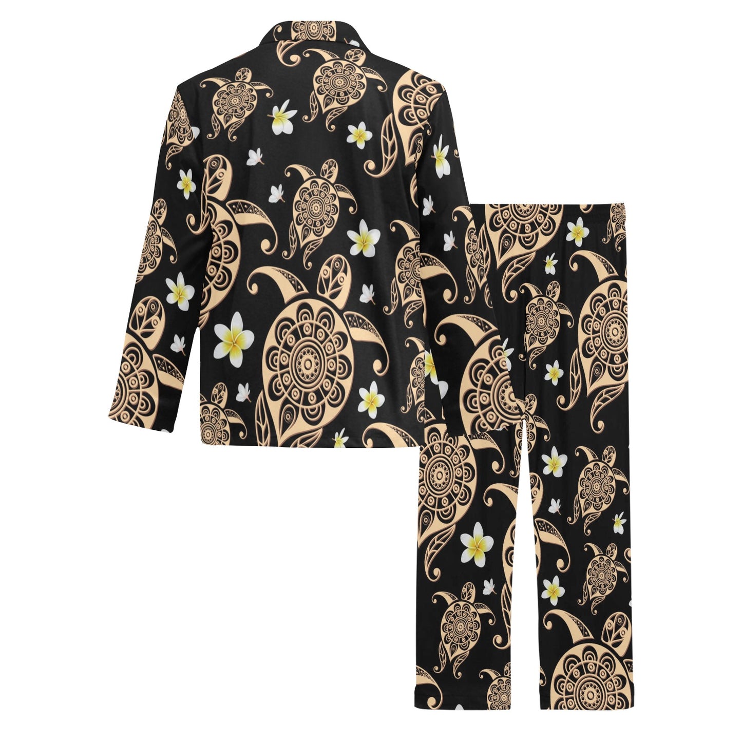 Turtle Polynesian Tribal Hawaiian Men's Long Pajama Set