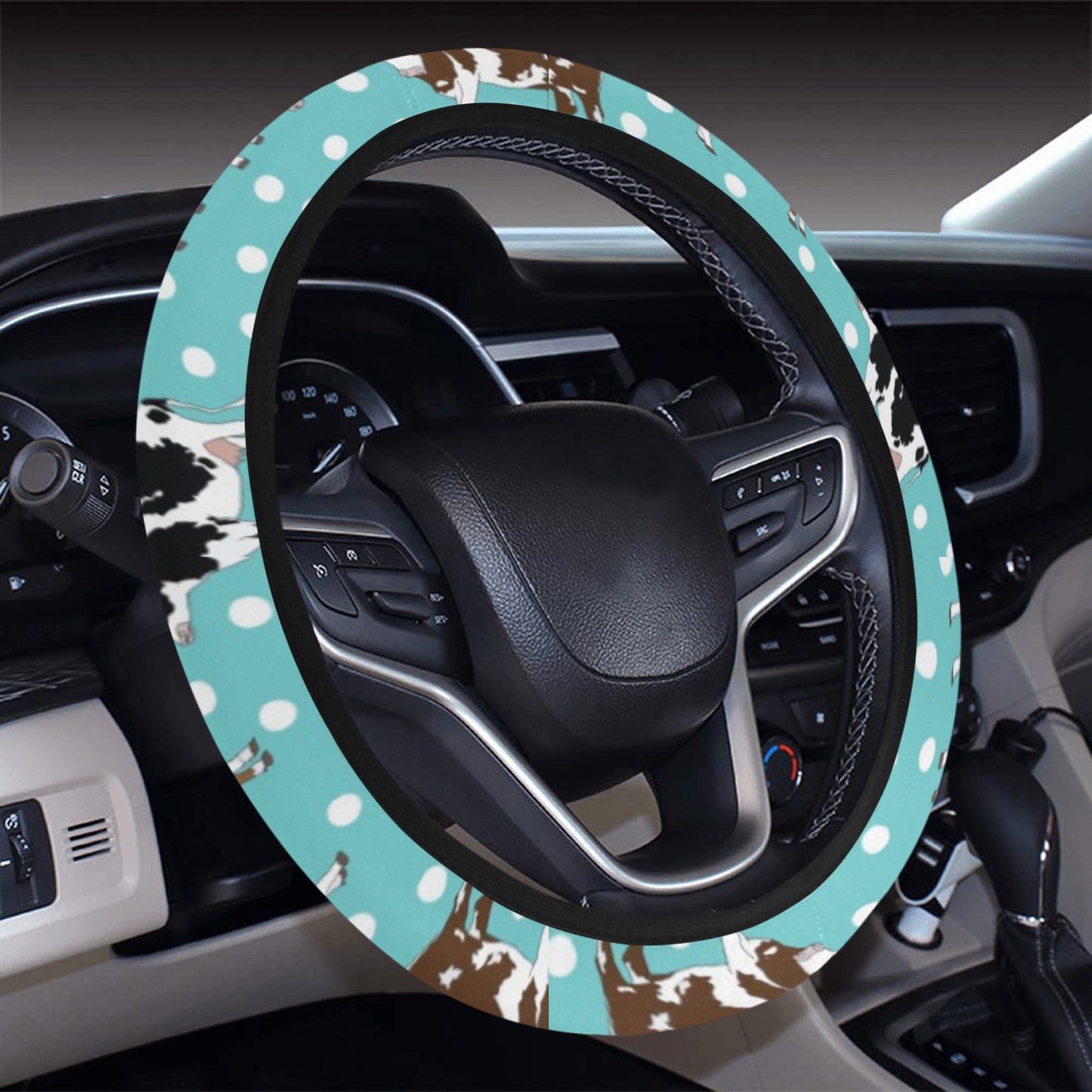 Cattle Print Design LKS405 Steering Wheel Cover with Elastic Edge