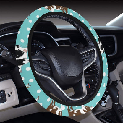 Cattle Print Design LKS405 Steering Wheel Cover with Elastic Edge