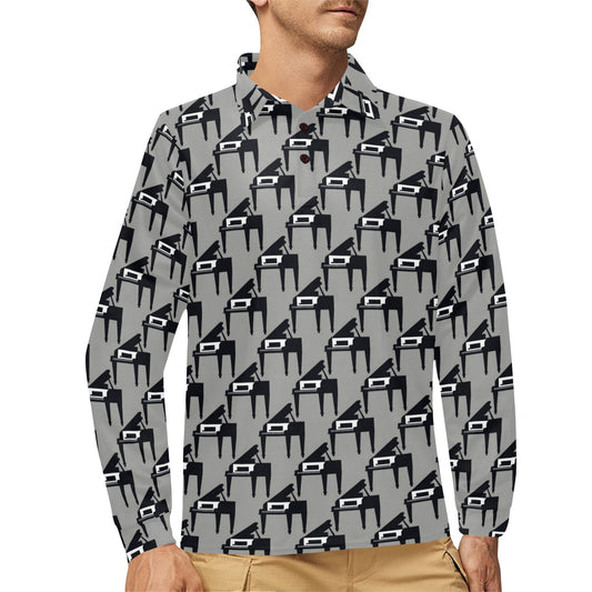 Piano Print Design LKS404 Long Sleeve Polo Shirt For Men's