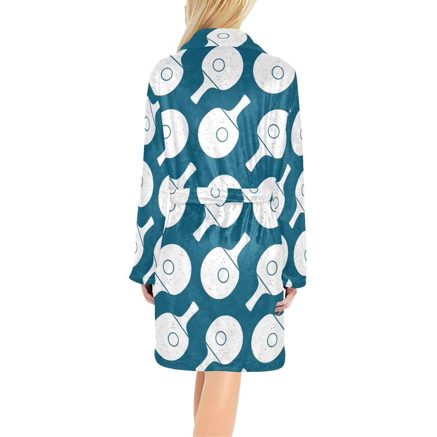 Ping Pong Pattern Print Design A02 Women's Fleece Robe