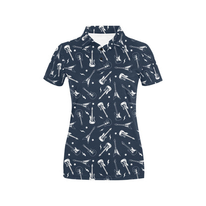 Electric Guitar Print Design LKS402 Women's Polo Shirt