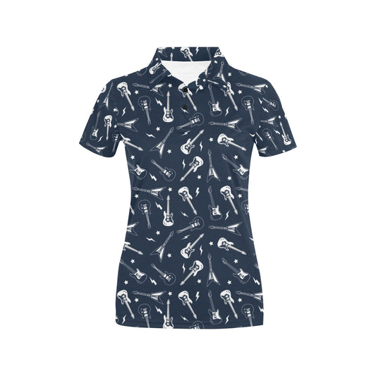 Electric Guitar Print Design LKS402 Women's Polo Shirt