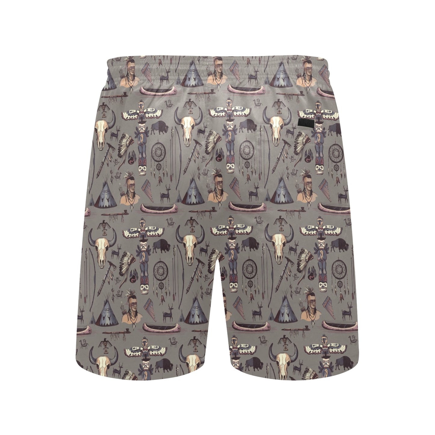 Native Indian life Design Print Men's Swim Trunks Beach Shorts