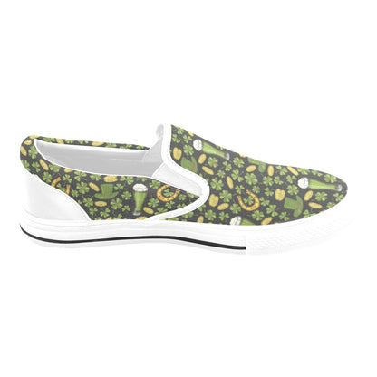 St Patricks Day Print Design LKS307 White Slip Ons Canvas Women's Shoes