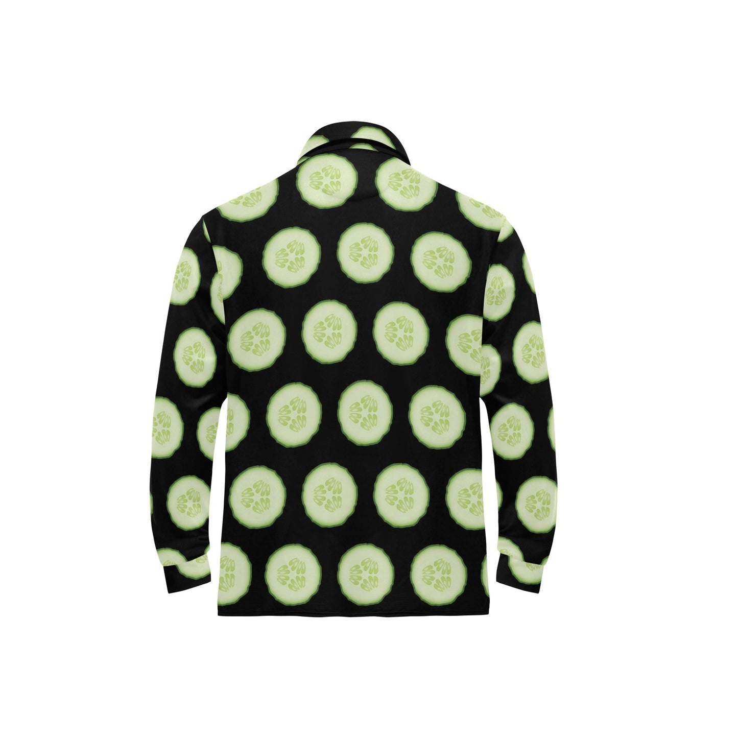 Cucumber Pattern Print Design CC02 Long Sleeve Polo Shirt For Men's