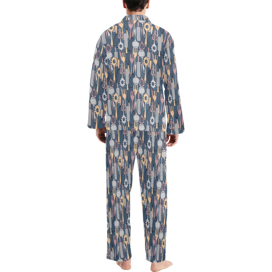 Cooking Kitchen Tools Pattern Print Design 05 Men's Long Pajama Set