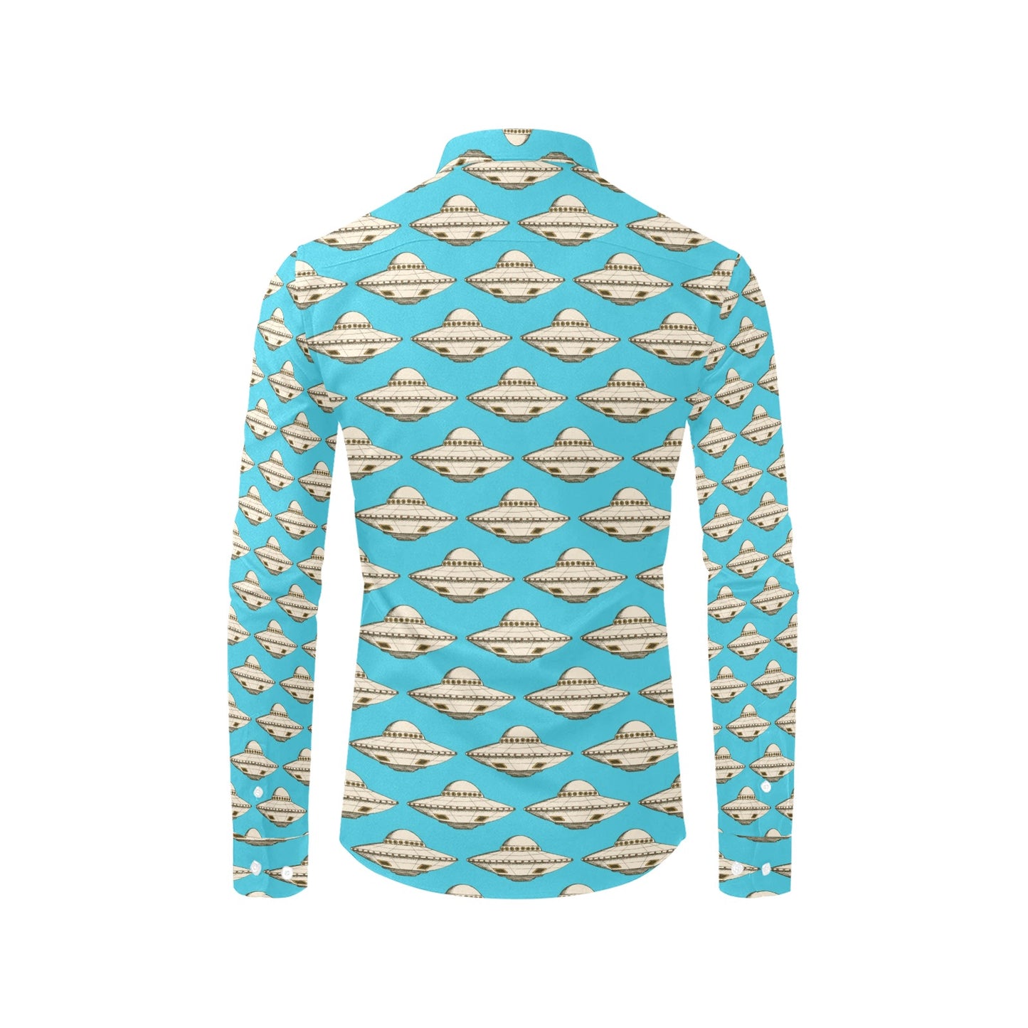 UFO Print Design LKS301 Men's Long Sleeve Dress Shirt