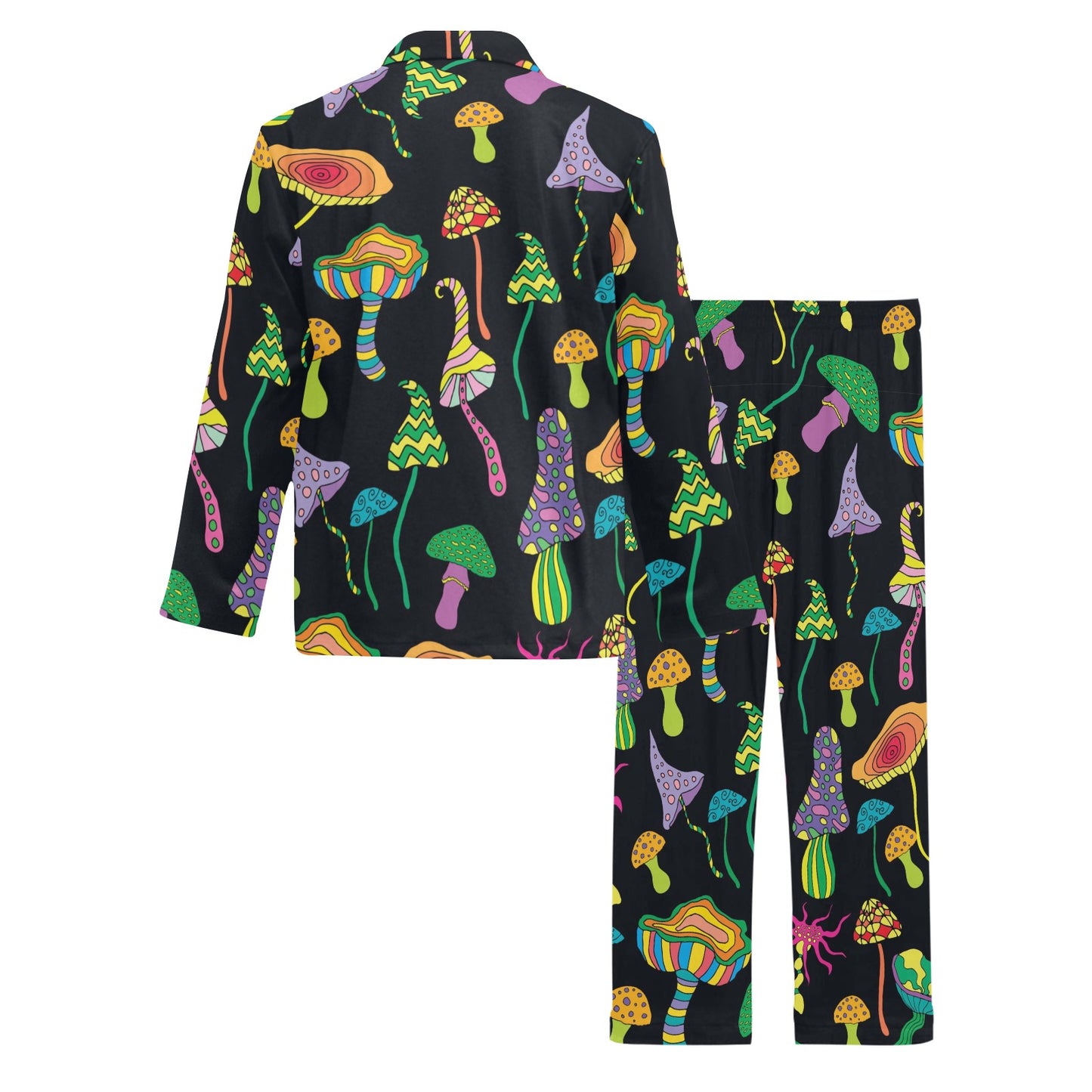 Psychedelic Mushroom Pattern Print Design A02 Men's Long Pajama Set