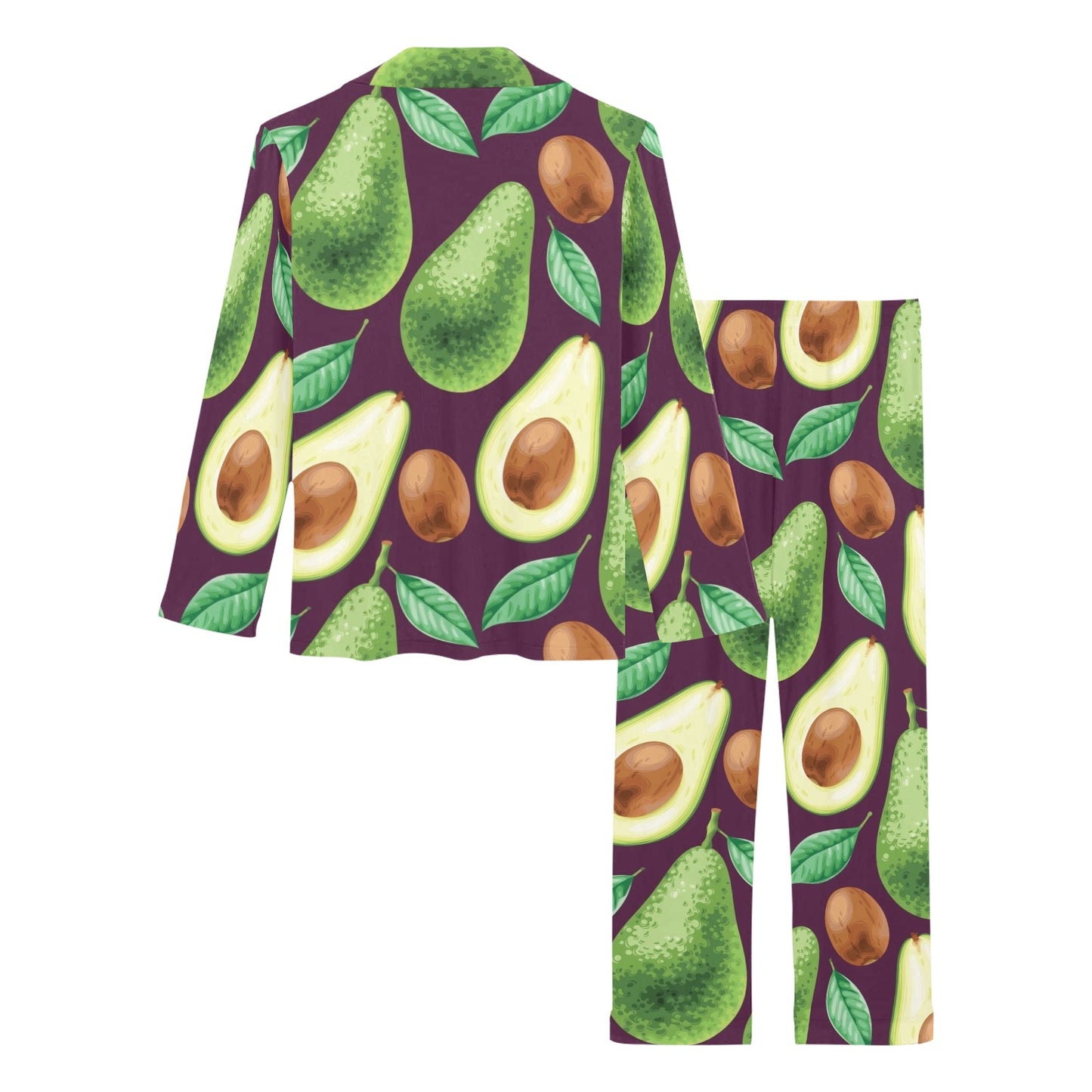 Avocado Pattern Print Design AC08 Women's Long Pajama Set