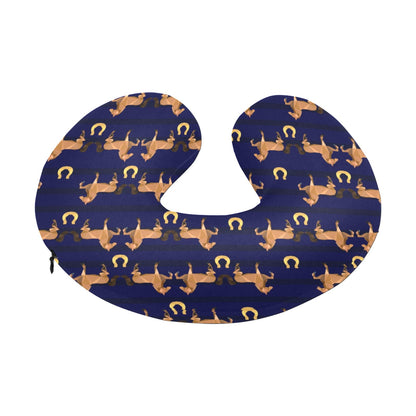 Horse Luxury Themed Pattern Print U-Shaped Travel Neck Pillow