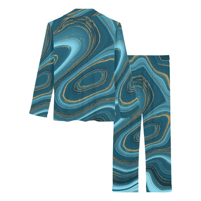 Liquid Pattern Print Design 04 Women's Long Pajama Set