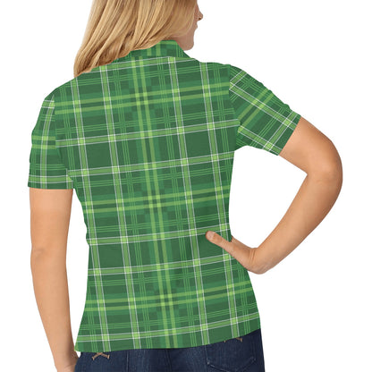 Irish Plaid Pattern Print Design 02 Women's Polo Shirt