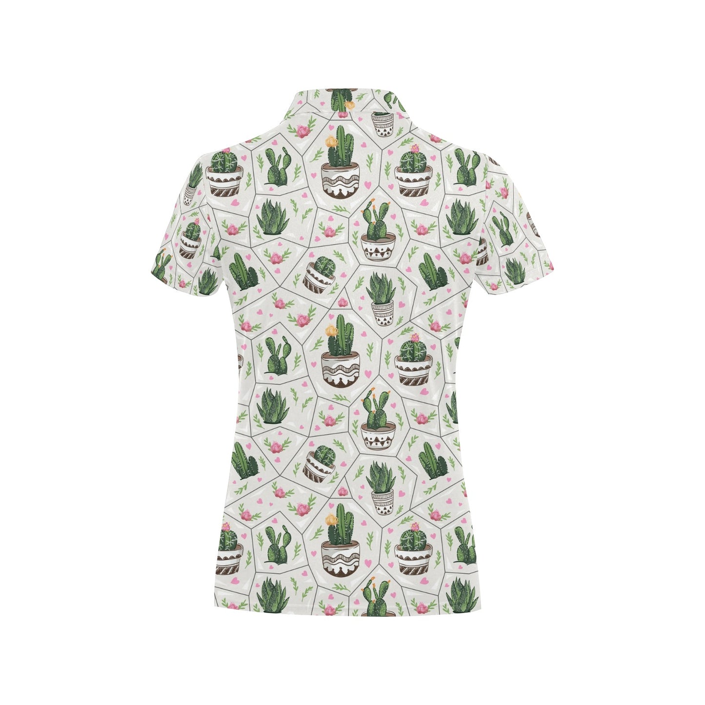 Cactus Pattern Print Design 04 Women's Polo Shirt