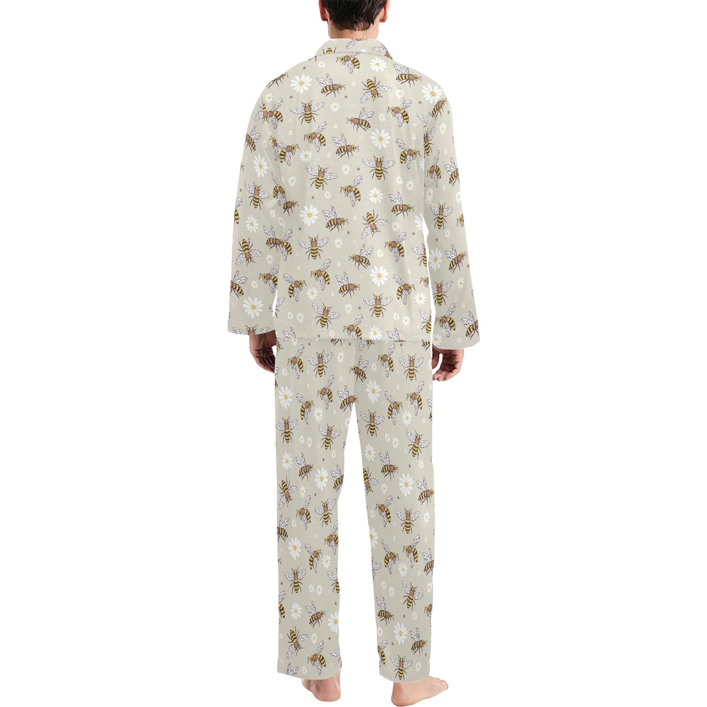 Bee Pattern Print Design 03 Men's Long Pajama Set
