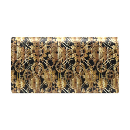 Steampunk Gear Design Themed Print Women's Trifold Wallet