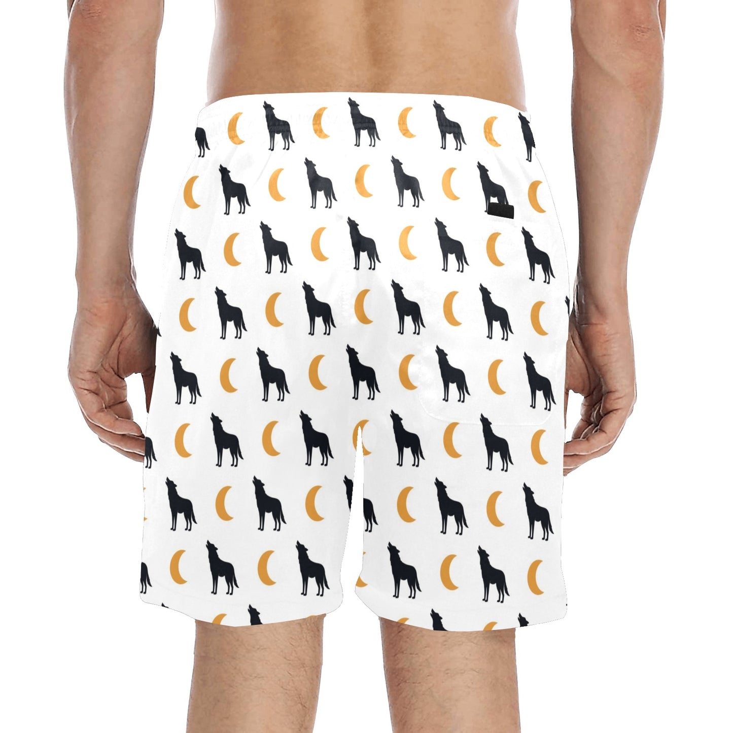 Wolf Moon Print Design LKS302 Men's Swim Trunks Beach Shorts