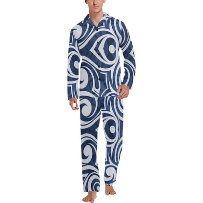 Maori Pattern Print Design 01 Men's Long Pajama Set