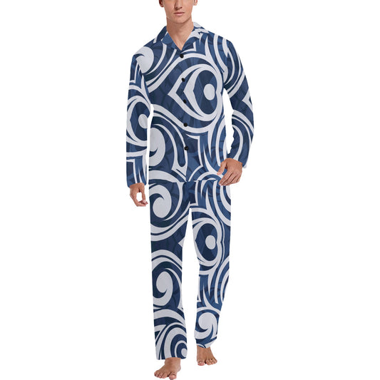 Maori Pattern Print Design 01 Men's Long Pajama Set