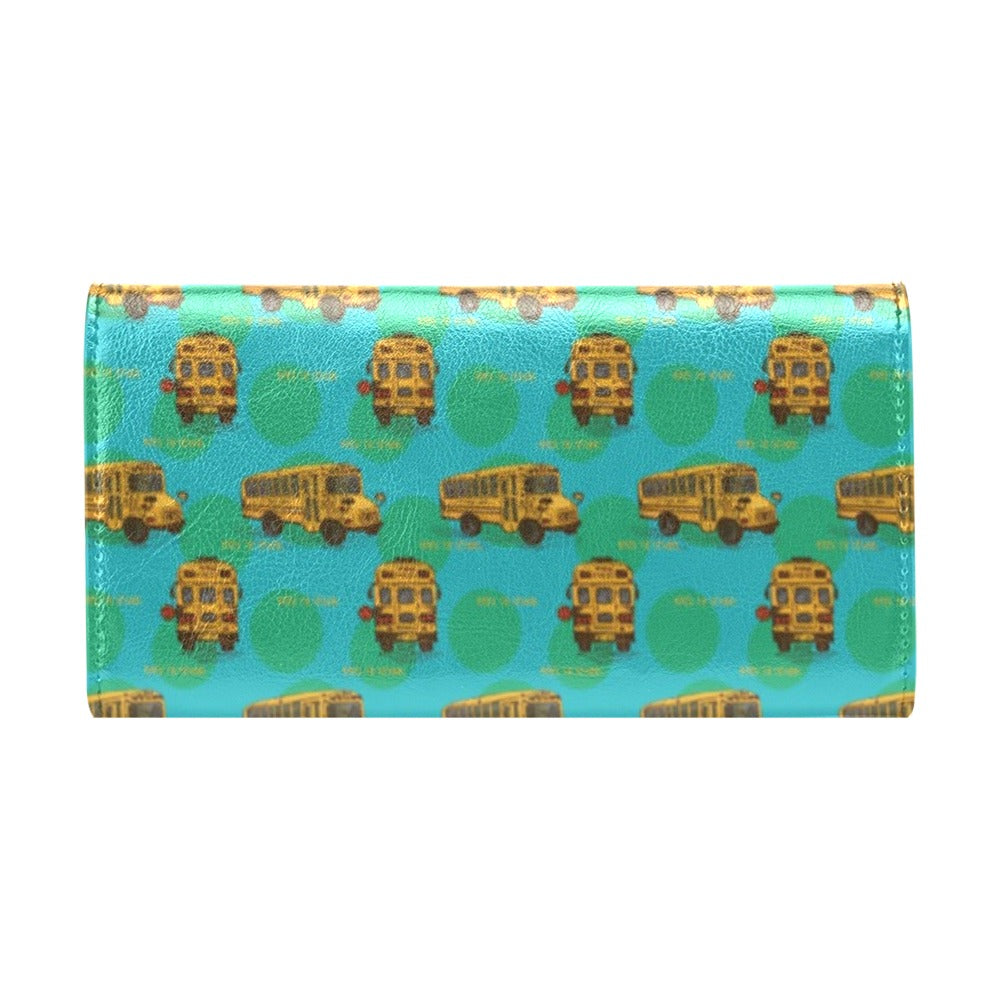 School Bus Print Design LKS308 Women's Trifold Wallet