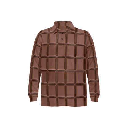 Chocolate Pattern Print Design 03 Long Sleeve Polo Shirt For Men's