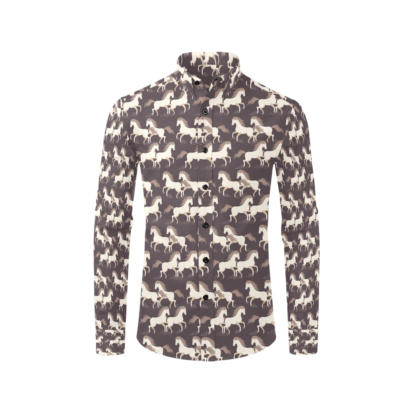 Horse Print Design LKS304 Men's Long Sleeve Dress Shirt