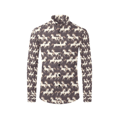 Horse Print Design LKS304 Men's Long Sleeve Dress Shirt