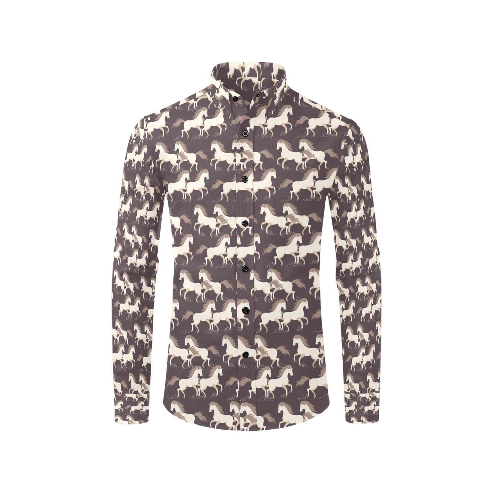 Horse Print Design LKS304 Men's Long Sleeve Dress Shirt