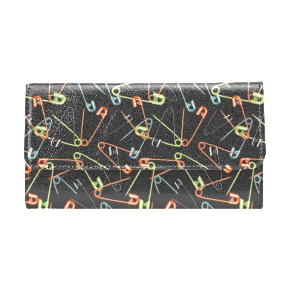 Safety Pin Print Design LKS301 Women's Trifold Wallet