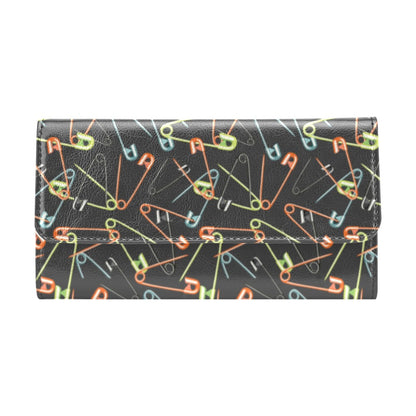 Safety Pin Print Design LKS301 Women's Trifold Wallet