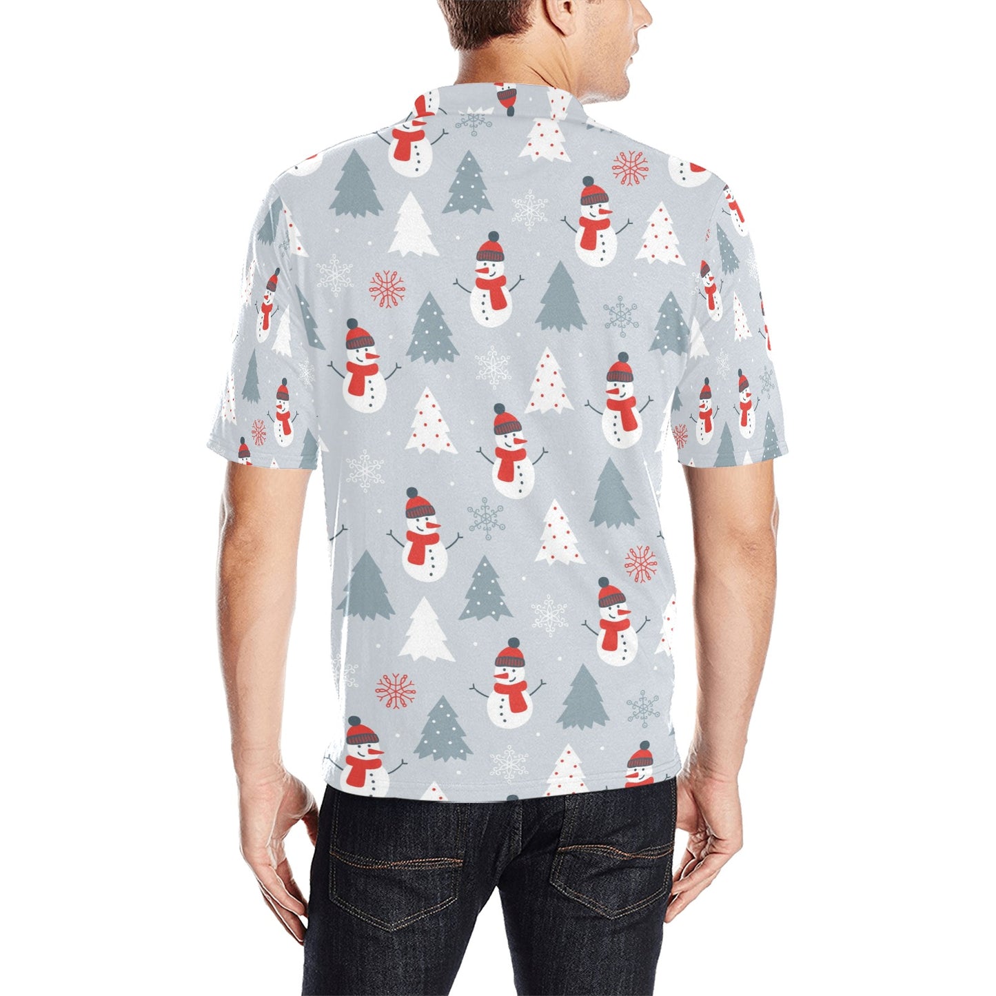 Snowman Print Design LKS302 Men Polo Shirt
