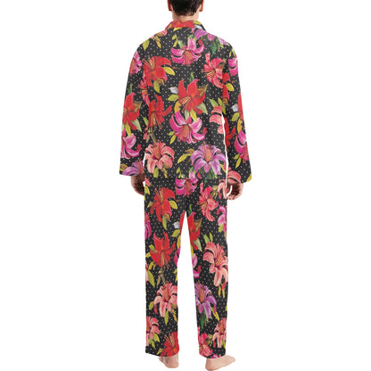 Lily Pattern Print Design LY012 Men's Long Pajama Set