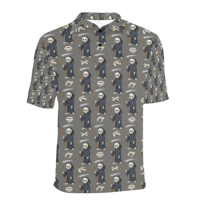 Skeleton Print Design LKS308 Men Polo Shirt