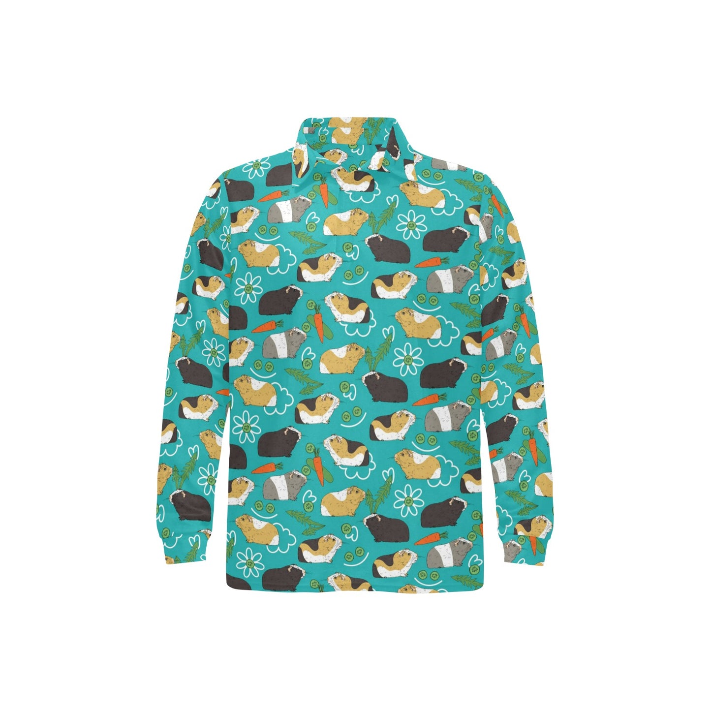 Guinea Pig Print Design LKS402 Long Sleeve Polo Shirt For Men's