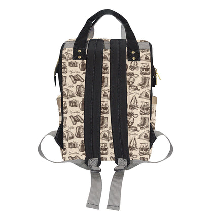 Camping Pattern Print Design 01 Diaper Bag Backpack