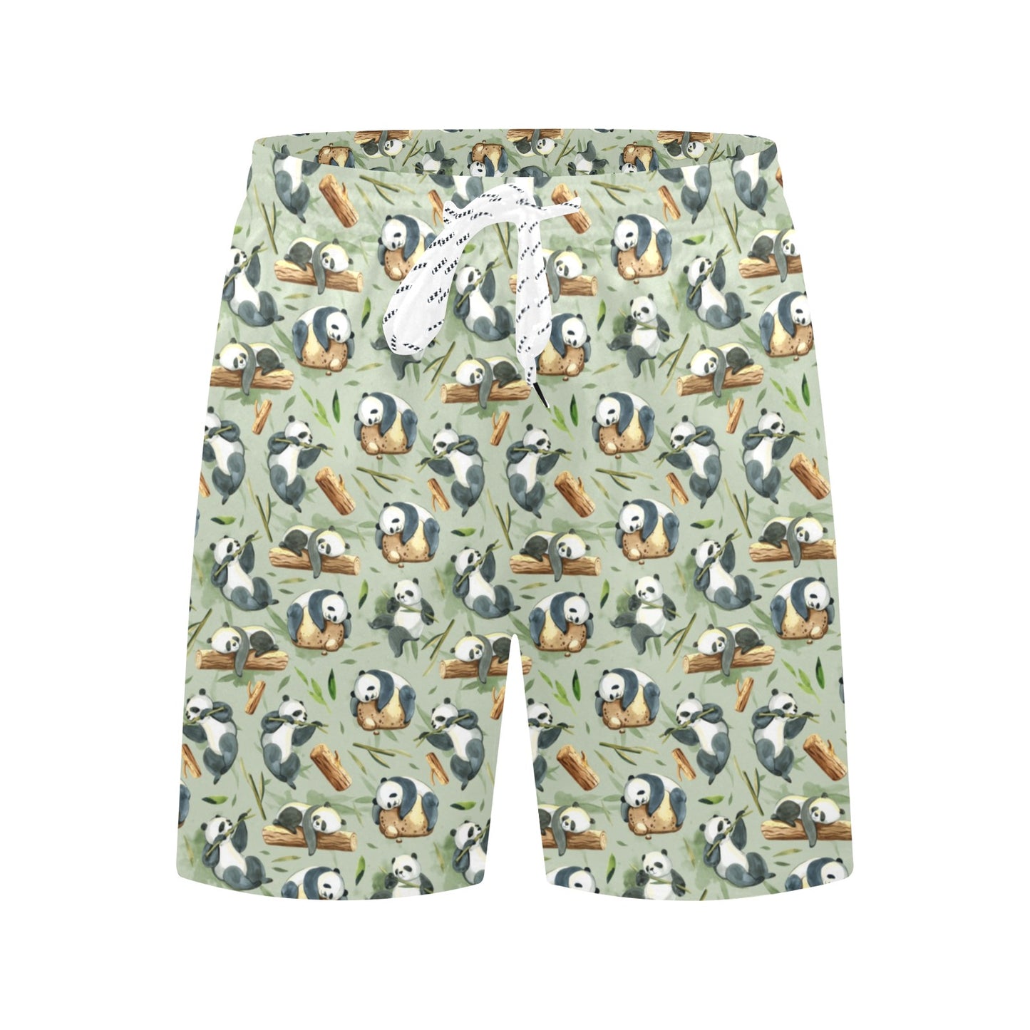 Panda Bear Design Bamboo Print Men's Swim Trunks Beach Shorts