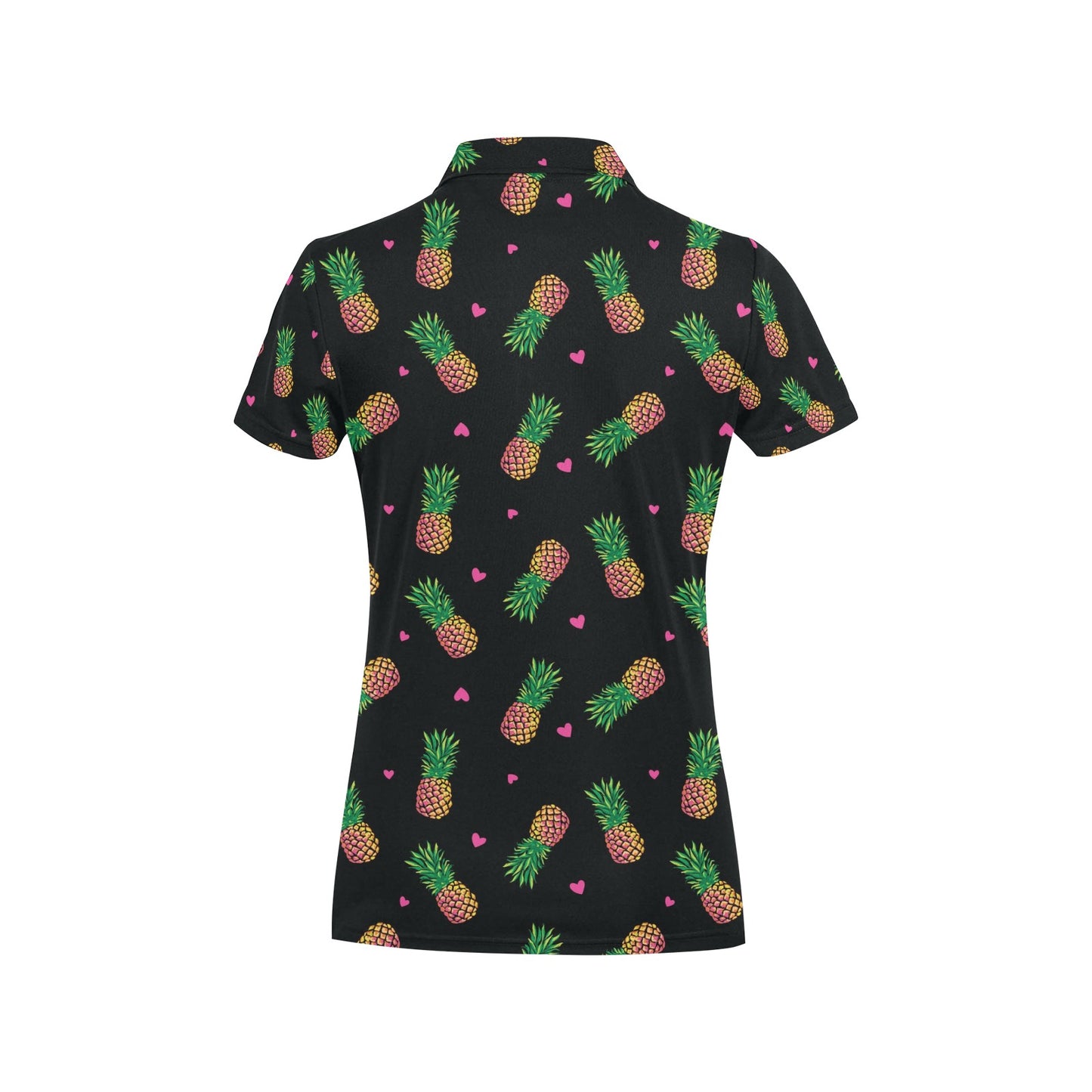 Neon Pineapple Pattern Print Design A04 Women's Polo Shirt