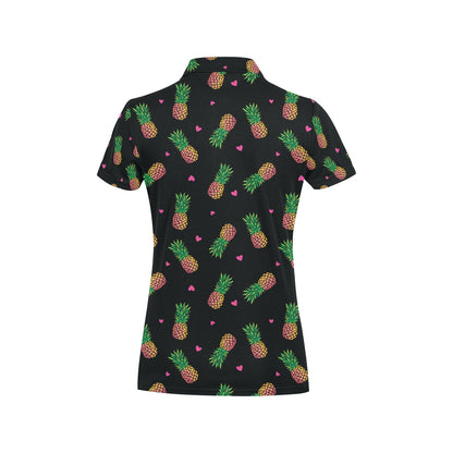 Neon Pineapple Pattern Print Design A04 Women's Polo Shirt