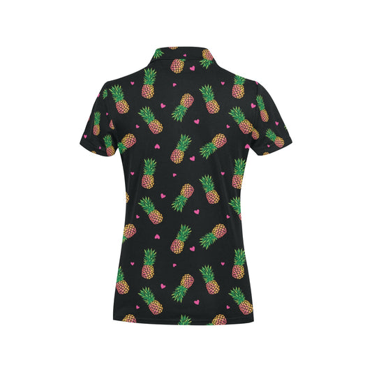 Neon Pineapple Pattern Print Design A04 Women's Polo Shirt