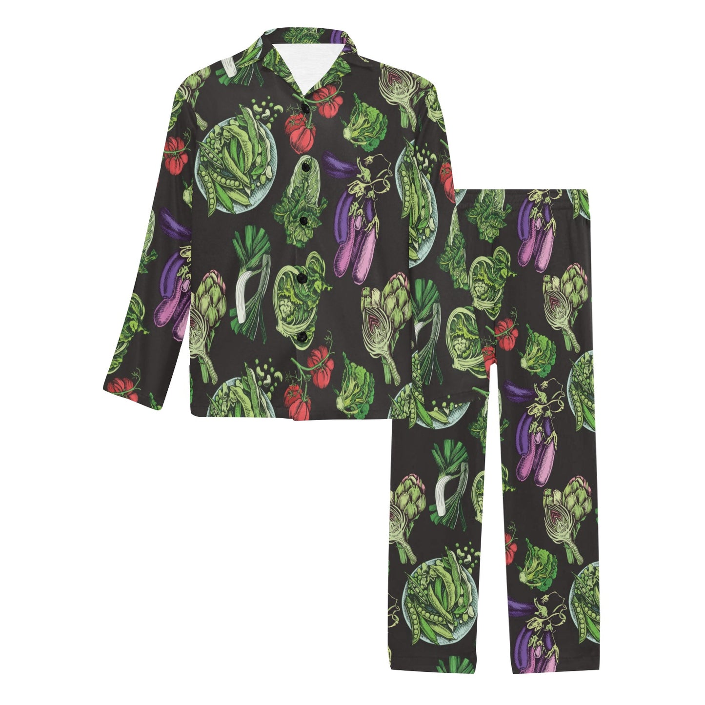 Lettuce Pattern Print Design 01 Men's Long Pajama Set