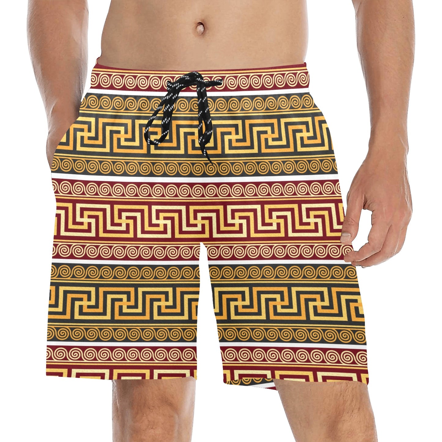 Ancient Greek Pattern Print Design LKS302 Men's Swim Trunks Beach Shorts